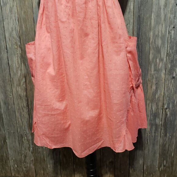 Paisley & Ivy S Women's Mini Sun Dress Coral Cotton Pockets Smocked Cottage - Picture 3 of 7